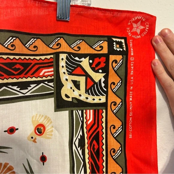 Vintage Wancraft Made in USA Cotton Blend Scarf / Bandana - Picture 5 of 8